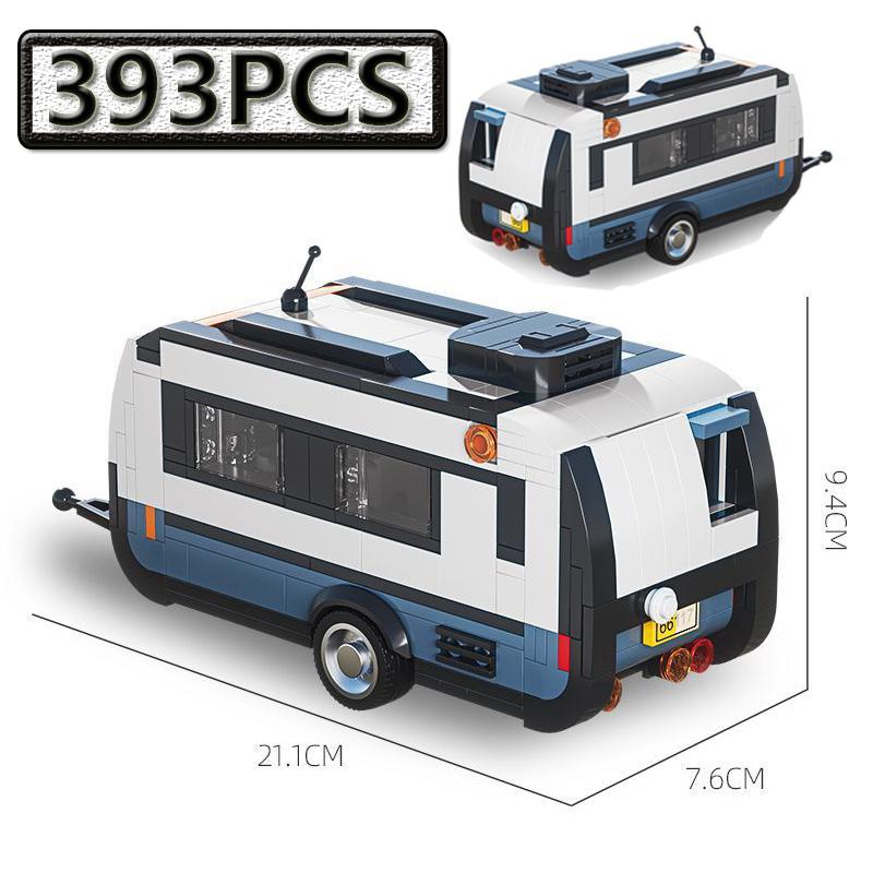 393 Teile Reise Wohnmobil Anhänger Bausteine Camping Fahrzeug Modell Montage Steine Spielzeug Ornamente Kinder Geburtstag Halloween Geschenke