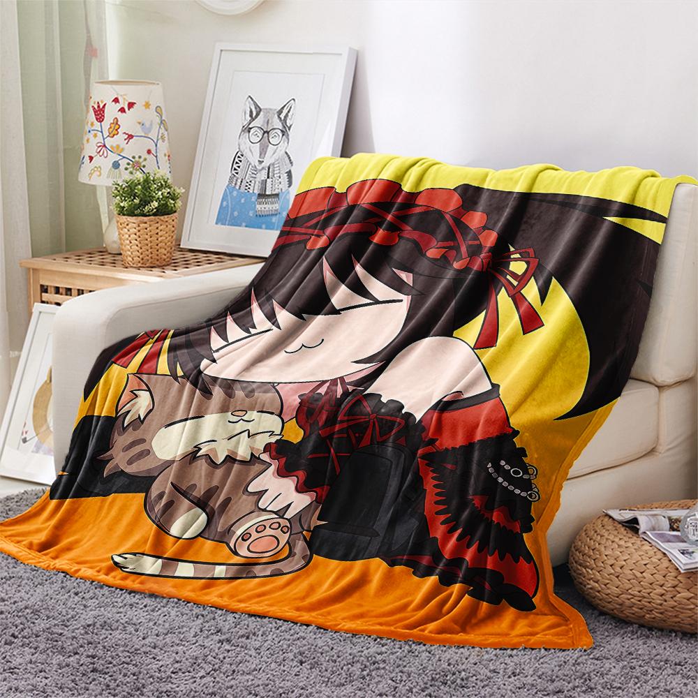 1PC Kurumi Print Flannel Blanket, High quality All Seasons, Home Decor, Warmth and Comfort, Perfect for Christmas Gifts