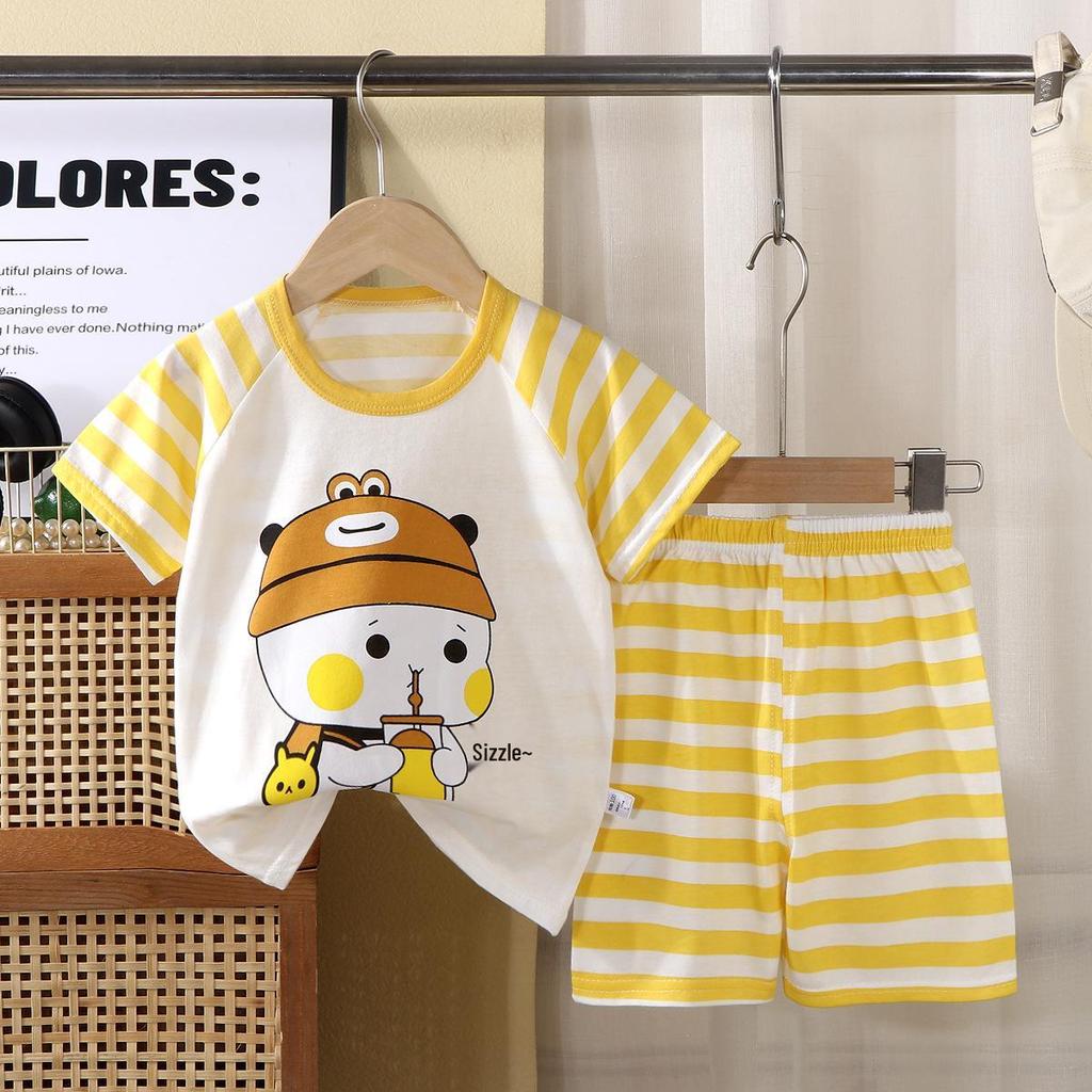 Children's Cotton Short-Sleeve Summer Pajama Set for Boys & Girls