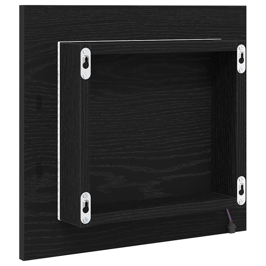 LED Bathroom Mirror Black Oak Look 40 x 37 x 8.5 cm