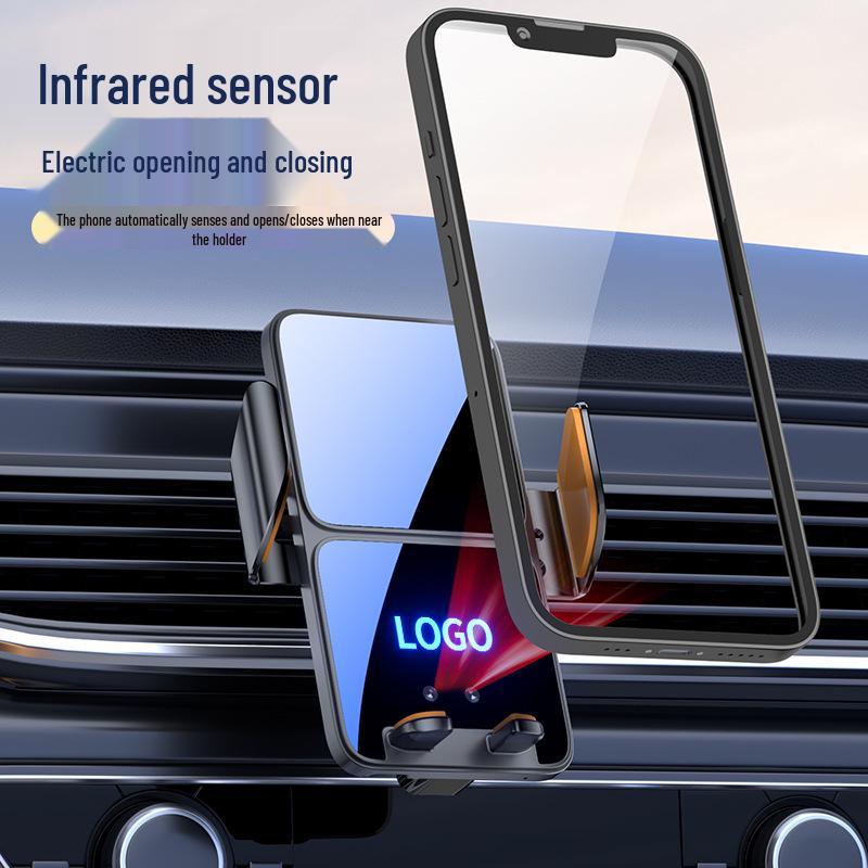 Wireless Car Charger Mount with Automatic Locking & Logo Display