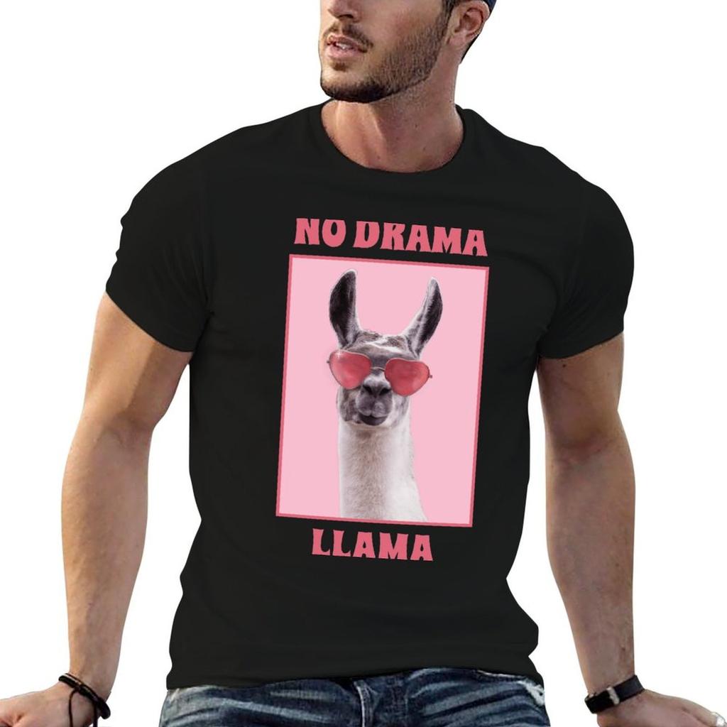 Llama No Drama Lama with Sunglasses T-Shirt Abstract Pattern Print Top