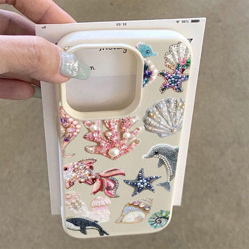 Ocean Marine Life Print Pattern Design Protective Cover for iPhone 17 16 15 14 13 12 11 16E Series Pro Max Plus