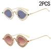 Diamond Studded Small Frame Cat Eye Y2k Sunglasses High-end Luxury Ball Metal Sunglasses Retro New Peacock Glasses 81064