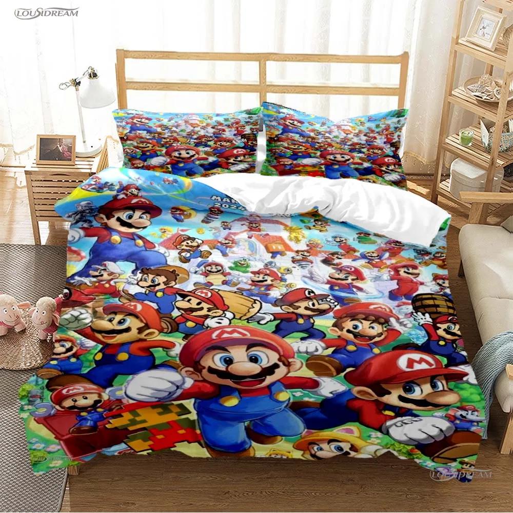 Mario Cartoon Game Cute All Season Duvet Cover Comforter Bedding Sets Soft Quilt Cover And Pillowcases Single/Double/Queen/King