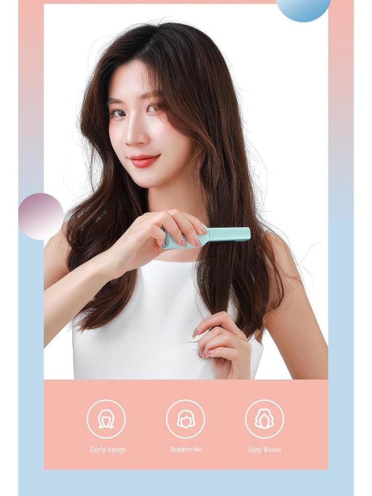 USB Mini Dual-Purpose Hair Straightener & Curler - Safe, Portable for Dorms, Perfect for Bangs