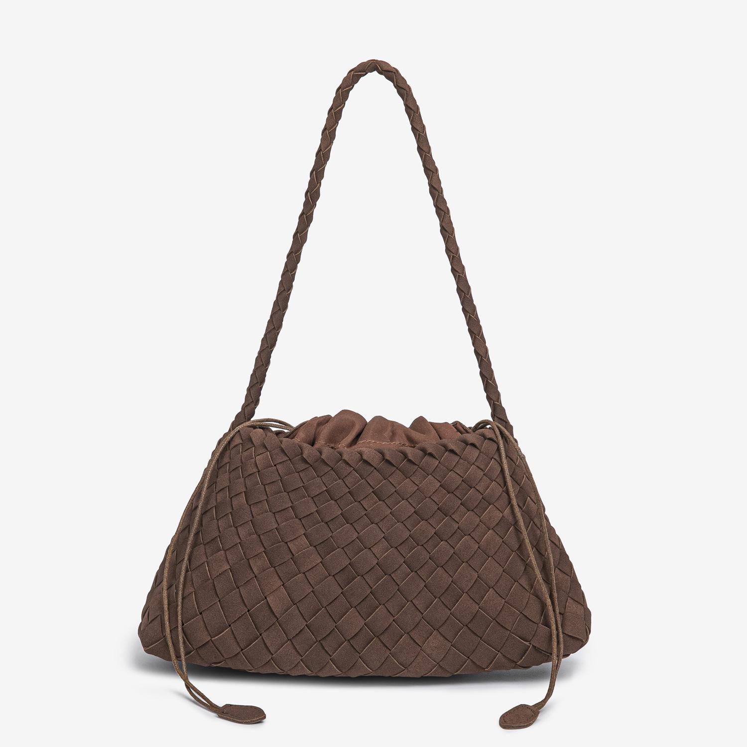 Вязаная вручную матовая маленькая сумка через плечо: Осенне-зимняя ретро французская сумка-корзина для овощей