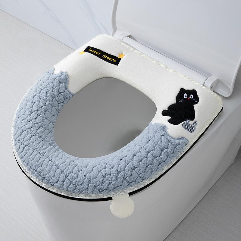 

Plush thickened zipper can be used in all seasons to keep warm autumn and winter toilet seat toilet seat cushion