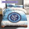 New York City Football Club Pattern Bedding Quilt Set Home Decoration Gift (1 * Duvet Cover + 2 * Pillowcase Without Core)