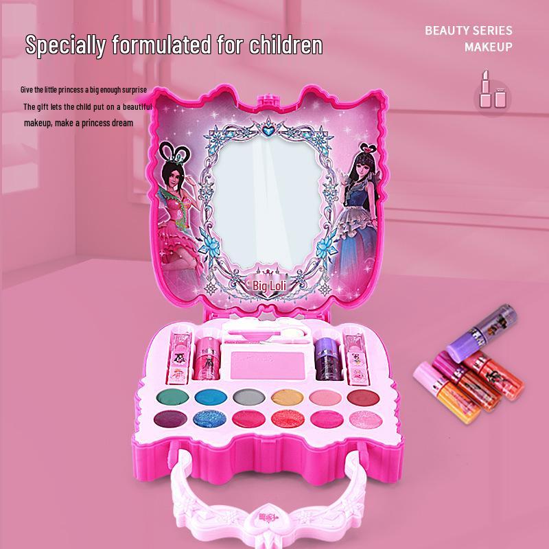 Ye Luoli Kinder-Make-up-Set: Nagellack, Kamm, Verkleidungs- und Lippenstift-Set sowie Koffer-Spielset.