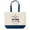 Tote Bag - PLANETEE - Blue Bottom Shopping Bag Bazar D'une Victoire D'amour - Cotton 40x45 Cm - Large Format - Made In France