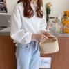 Summer Small Straw Handbag Trendy Shoulder Bag Woven Bucket Crossbody Bag Casual Seaside Beach Bag ARI