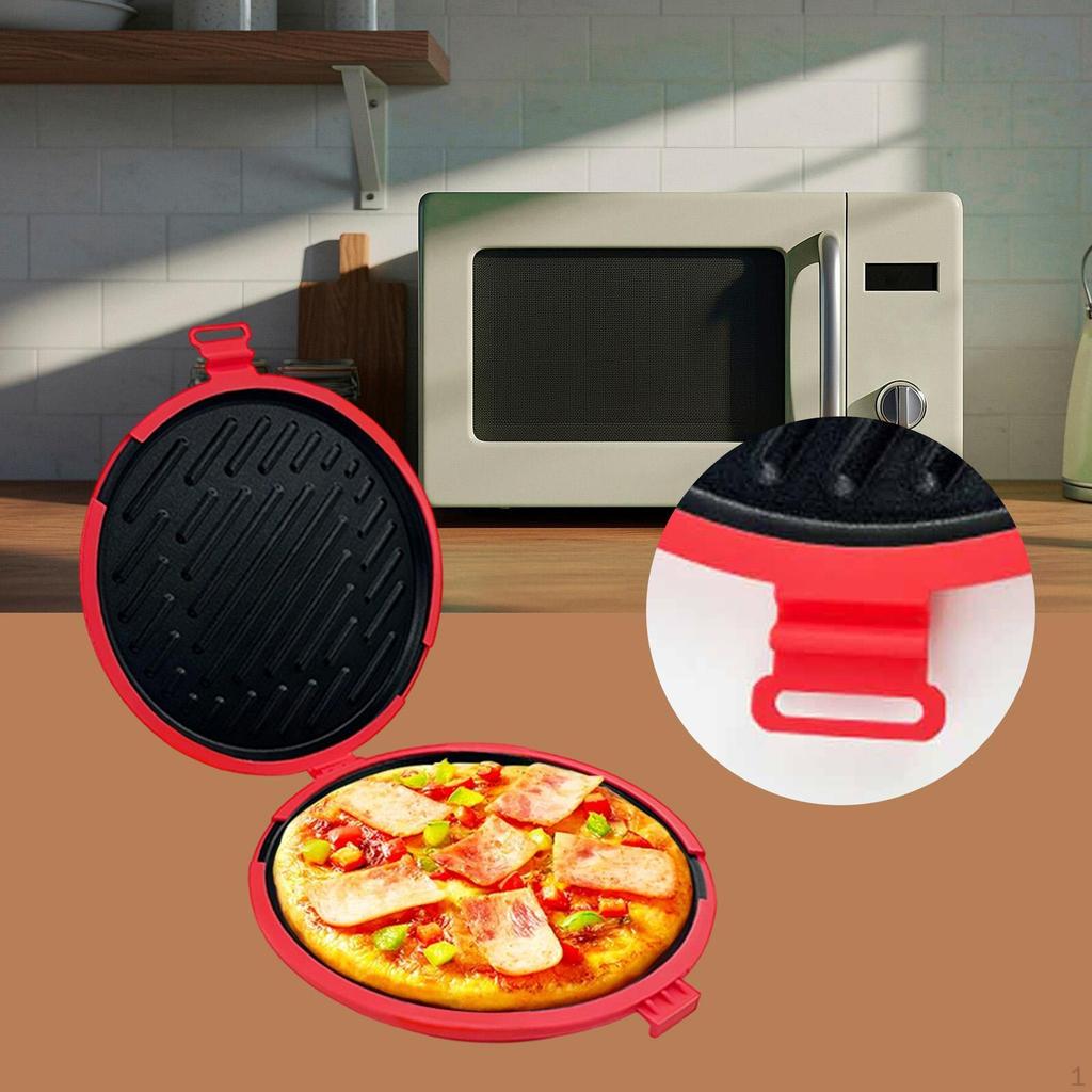 Microwave Grill Pan Cookware with Lid Fry Griddle Crisper for Office Sandwich Crisping Grilled