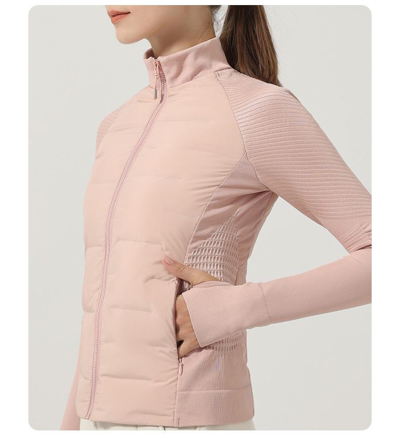 Leichte nahtlose Damen-Laufjacke aus weißer Gänsedaune