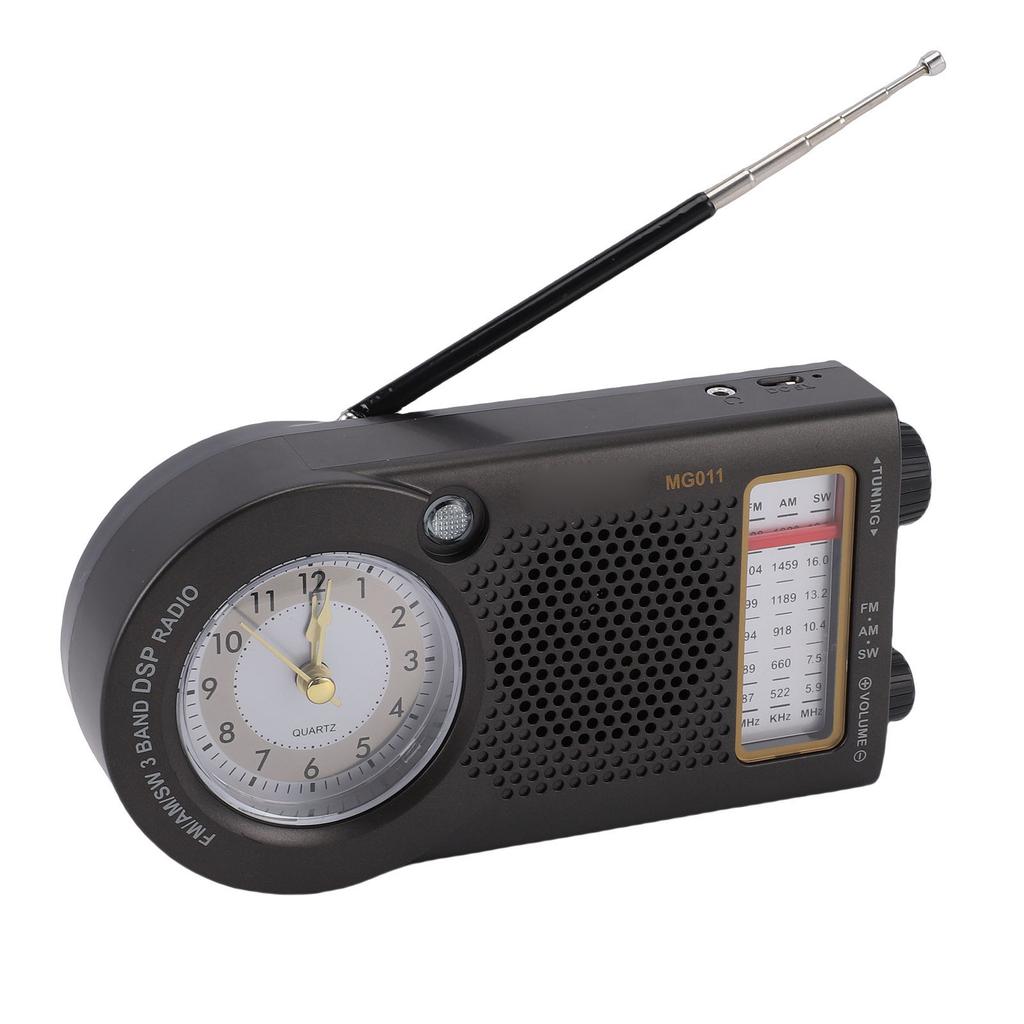 Portable Radio Rechargeable Battery Operated FM AM SW Multi Band Radio with Clock 3W Speaker for Music News Traffic Updates