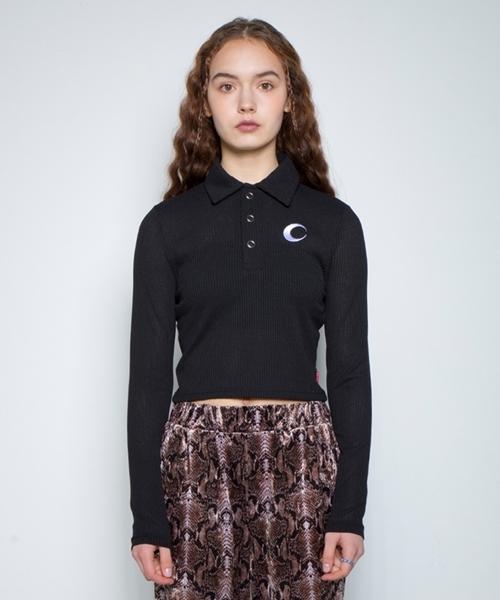 Fake Mama Signature Moon Logo Pk Crop Top [Black]