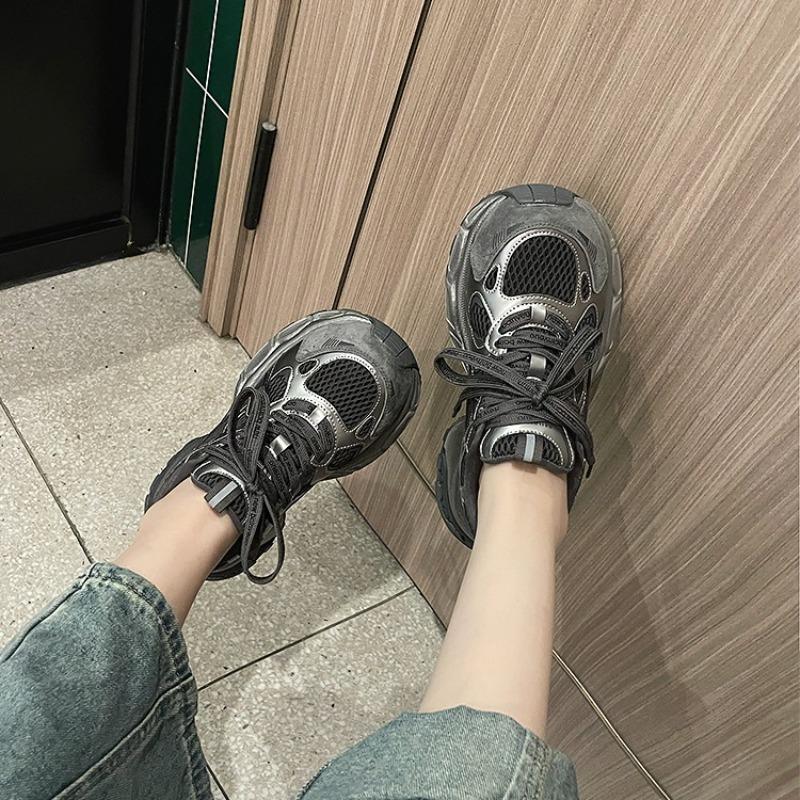 Mesh Dad Shoes Women's Autumn New Versatile Breathable Thick-soled Niche Height-increasing Casual Running Sneakers Women