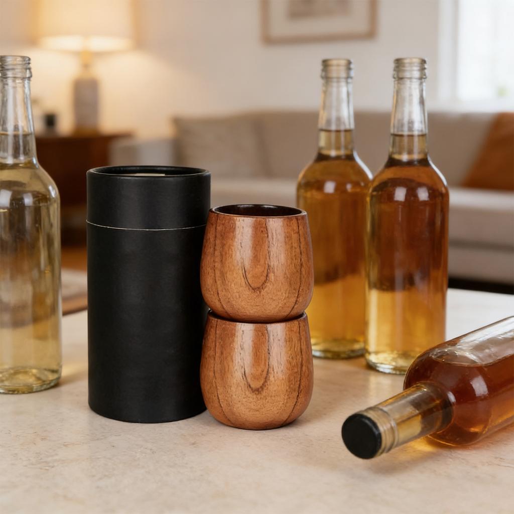 Karbonisierte Jujubeholzbecher, Bauchige Becher, Kleine Weinkelche, Holzbecher für den Alltag, Restaurant-Teetassen.