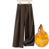 Women's Deep Gray Wool Blend Wide-Leg Pants - Autumn/Winter Drape Loose Casual Thick Long Pants