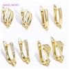 Fashion 18K Gold Plated Inlaid Zircon Earring Hook Clasps Fastener Accessories For DIY Handmade Earrings Jewelry Making Findings