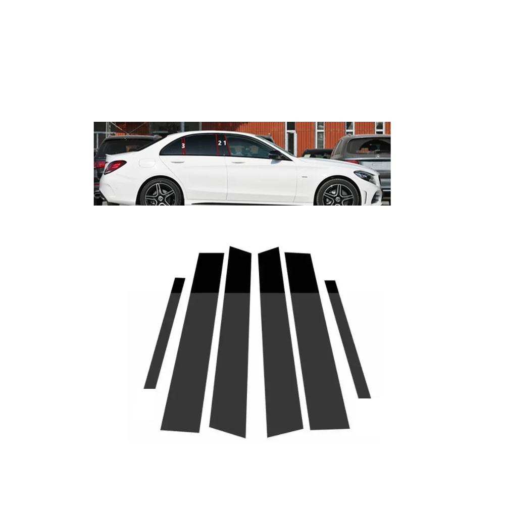 

Накладка на окно автомобиля для Mercedes-Benz C Class W205 200 180 220d 2015~2021, стойки колонны, наклейки на двери, аксессуары чёрный
