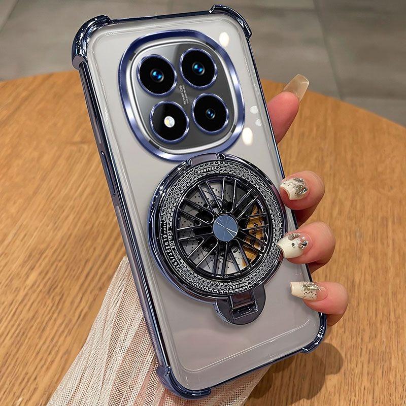 

Вращающийся кронштейн-гироскоп Чехол для телефона для Xiaomi Redmi Note 14 15 Pro Plus 15 15C 14C 14S 4G 5G Ударопрочный Гальванизированный Силиконовый Чехол Redmi Note 14 (5G)