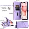015 Style For iPhone 16 Pro Case Protective Leather Wallet Phone Cover with Straps