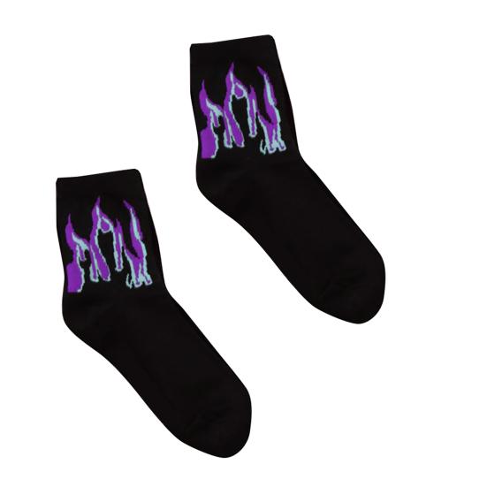 Tube Socks Long Section Flame Print Cotton Winter Cute Funny Cotton Ladies Socks for Winter