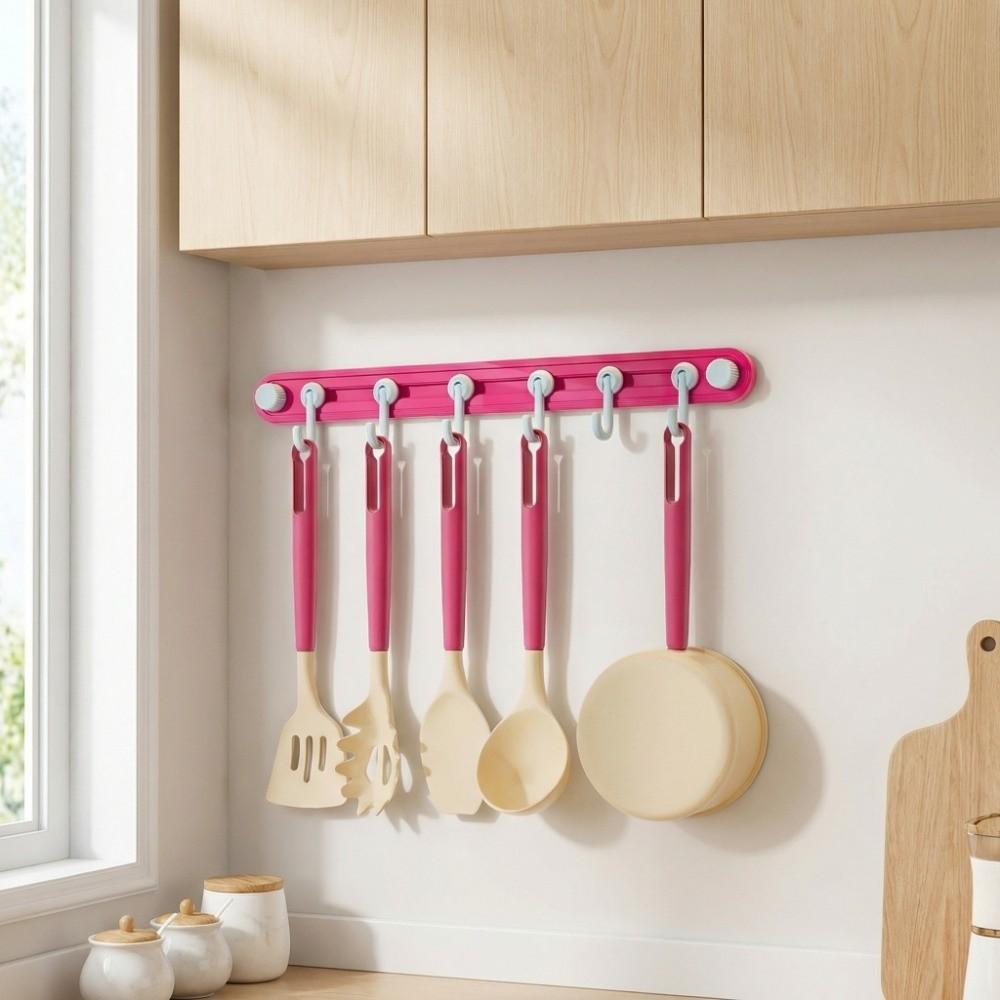 Non-Marking Suction Cup Hooks Plastic Kitchen Storage Hooks Practical Towel 6 Head Hooks  Bathroom