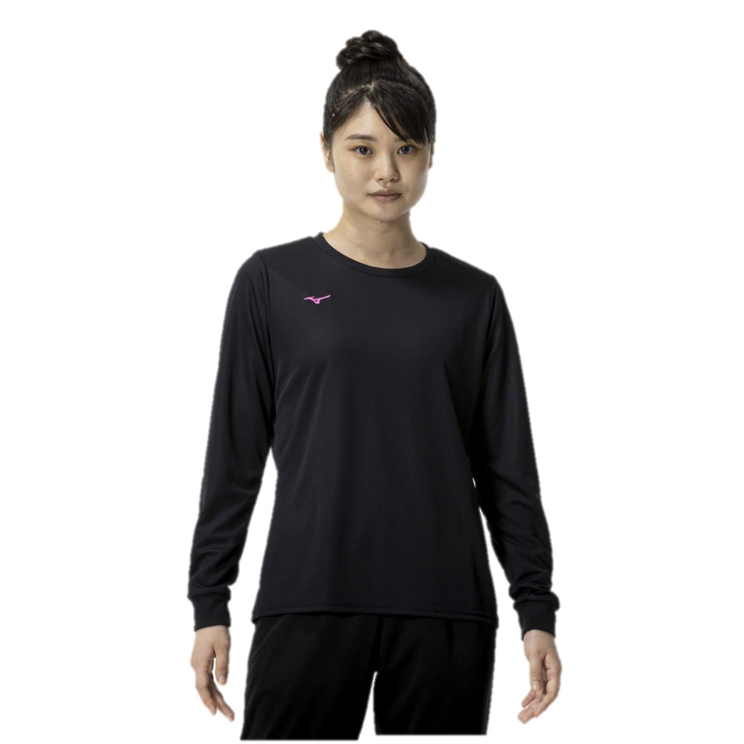 

Mizuno NaviDry Long Sleeve Training UPF15 Sun Size Medium Women s T-Shirt, Sweat-Wicking, Quick-Drying, Protection, 32MAC395, Black/Magenta,