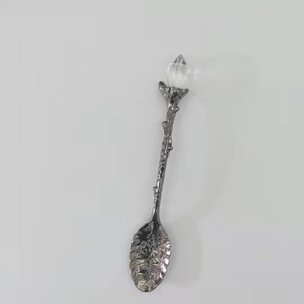 Alloy Leaf Spoon Vintage Carved Spoon Creative Royal Style Silver Gold Coffee Tea Dessert Spoon Flatware Kitchen Tool Accesssory