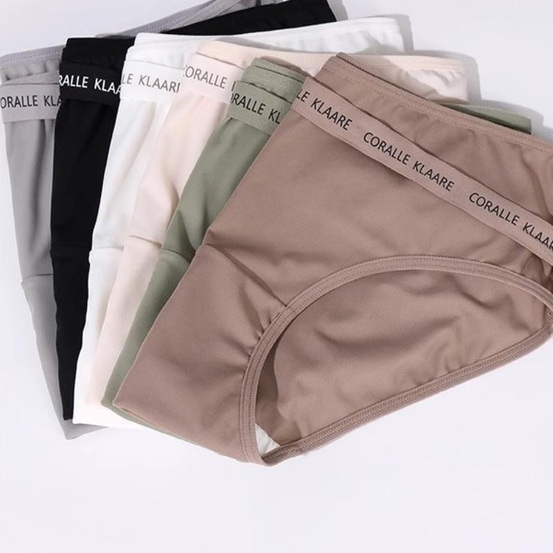 Seamless Ice Silk Underwear Women's Low Waist Letter Cross Pure Desire Sexy Traceless Panties