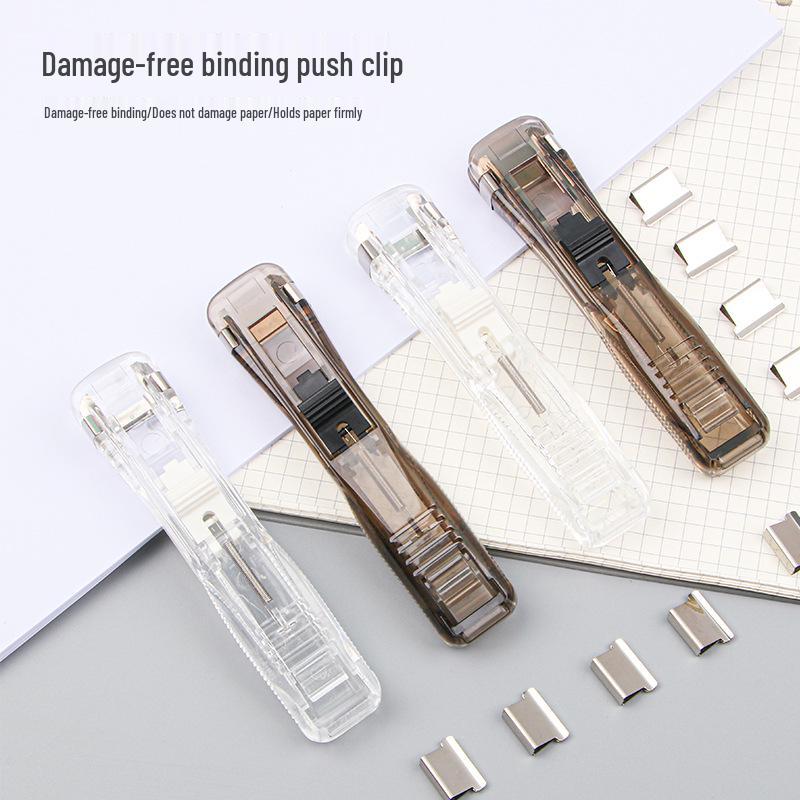High-Value Transparent Medium Push Clip Refill with Metal Clip - No-Punch File Test Paper Clip