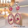 Big Oval Flower Rose Red Crystal Zircon Hoop Earrings For Women Vintage Gold Color Ear Buckle Wedding Jewelry Mother's Day Gifts