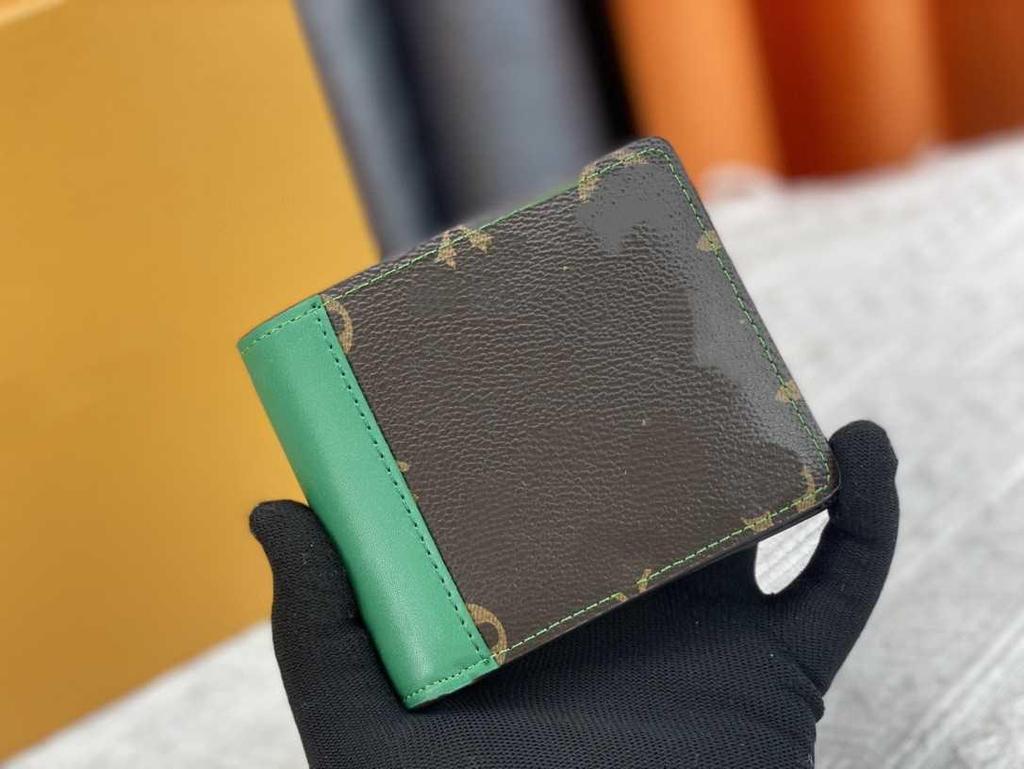 Unisex Genuine Leather Color Block Multi-Card Wallet