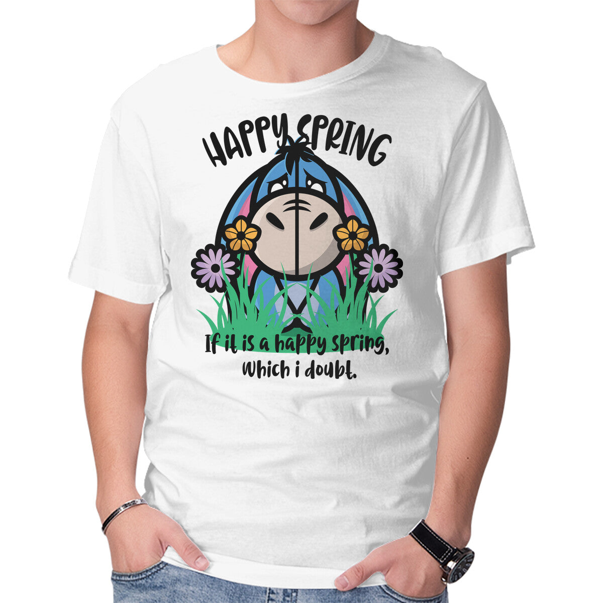 Unisex Crew Neck T-Shirt Happy Spring Graphic Short Sleeve Casual Tee XS