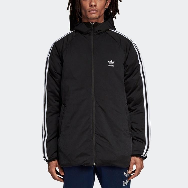 adidas originals Monogram JKT Full Print logo Reversible Stay Warm hooded down Jacket Black White Men's DP8561