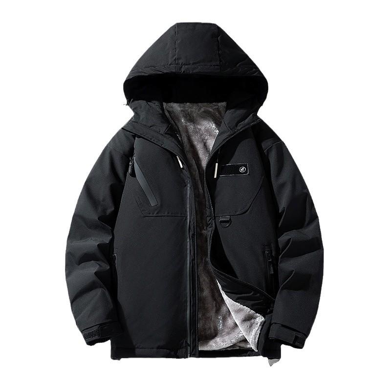 Fleece thickened autumn and winter men's jacket men's hooded large size high-end quality jacket men