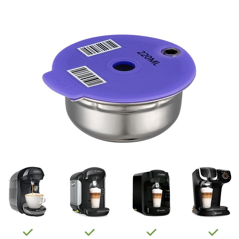 Reusable Coffee Capsule Pods Refillable Stainless Steel Coffee Filter for Bosch Tassimo Happy Vivy Coffee Maker 60/180/200/220ml