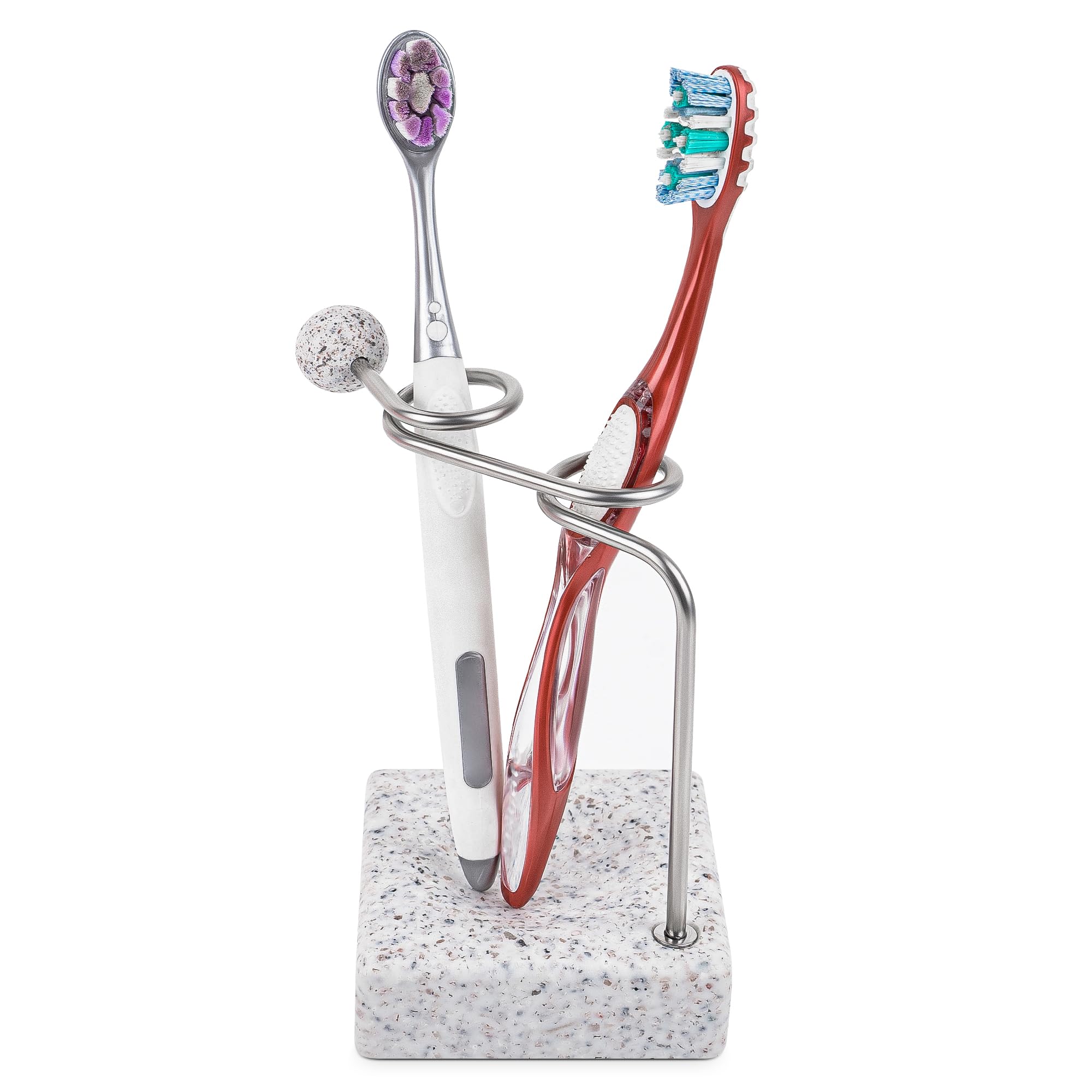 

Linkidea Minimalist Resin Countertop Toothbrush Stand for Bathroom Fits Colgate Extra and Reach Essentials Toothbrushes Vanity, 2-Slot Organizer, белый