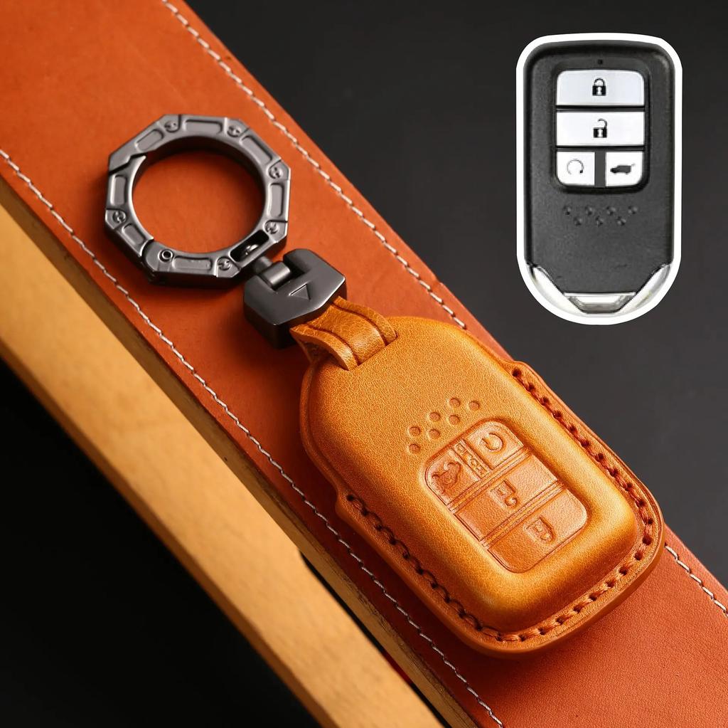 Leather Car Key Case Cover Shell For Honda Civic Accord Vezel Fit Crv Hrv Crz Hrv Polit Jazz Jade Stepwgn Elysion Pilot Odyssey
