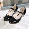 Spring and Autumn New Sparkling Pink Girls' High Heel Princess Shoes Korean Edition Student White Performance Leather Shoes