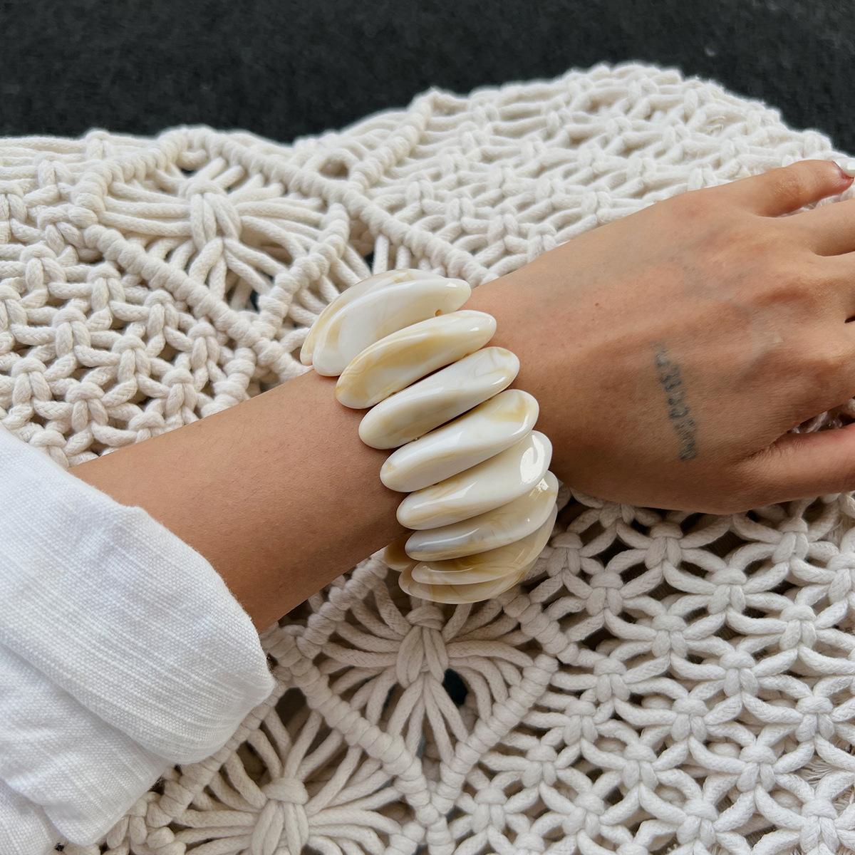 

Бохо Бежевый Неправильной Формы Акриловая Смола Массивный Браслет Женский Панк Геометрический Шарм Браслет Пара Pulseras Y2K Эстетические Украшения Подарок