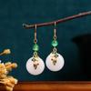 2023 Autumn/Winter Gold Plated Jade Cloud Buckle Earrings - Chinese Style Retro Cheongsam Hanfu Jewelry
