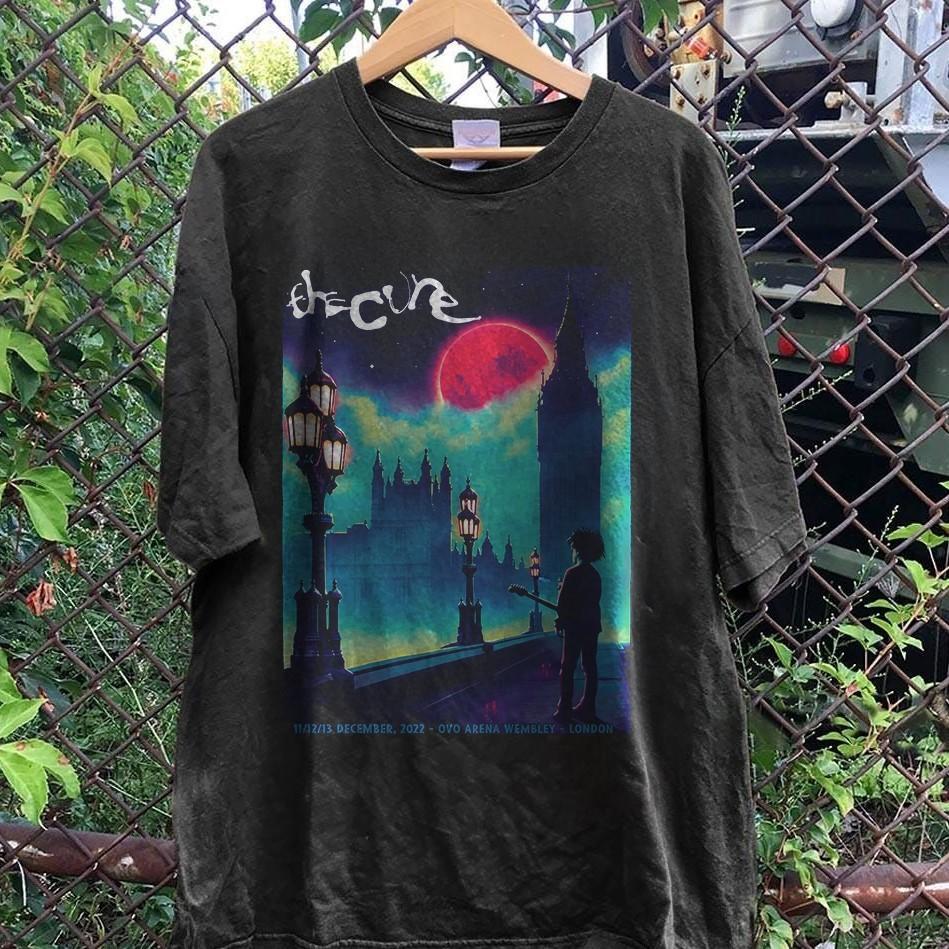 The Cure London Tour T-Shirt Vintage Rock Band Graphic Black Cotton Unisex S