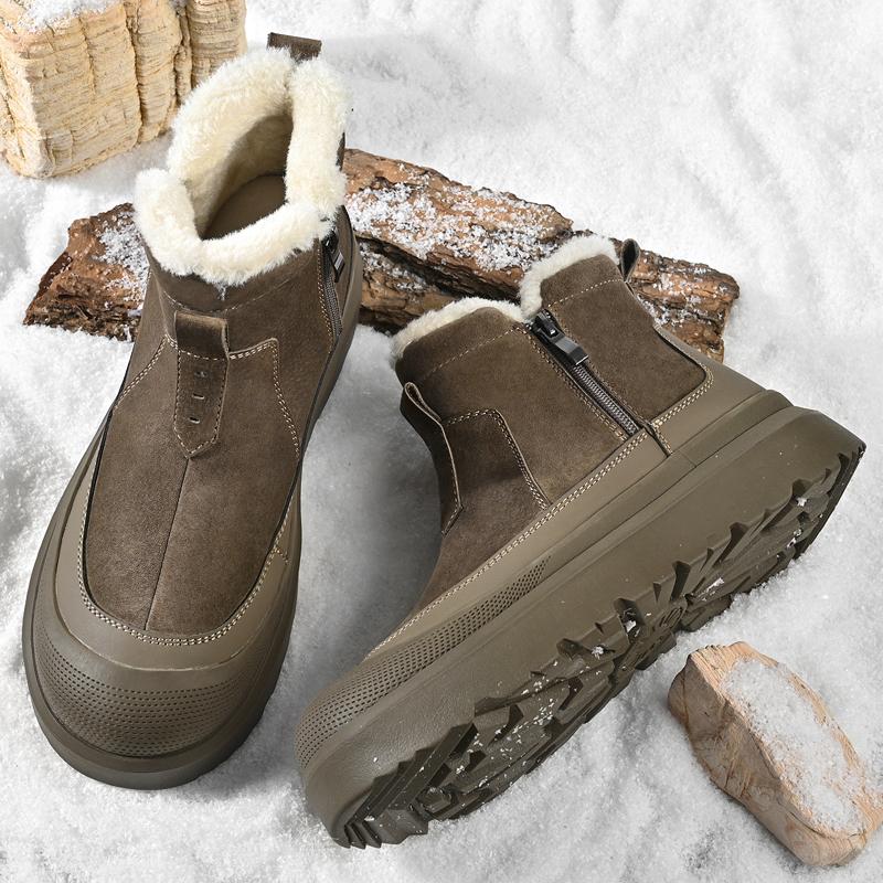 New Men's  Warm Cotton Shoe Men's Winter Slip-on Snow Boots Men for Work Ankle Boots Male Winter Thick Bottom Outdoor Casual Shoes