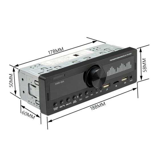 Swm-80A Handsfree Dual Usb Car Mp3 Player Powerful Fm Radio Bluetooth-Compatible Aux Tf Card U Disk