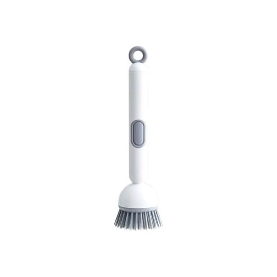 HEGAIX Antibacterial Kitchen Brush, Long Handle, Gray, Dishwashing Brush, PET Material, 6 Adjustable Angle Levels, Dishwashing Brush, Scrubber, Pots,