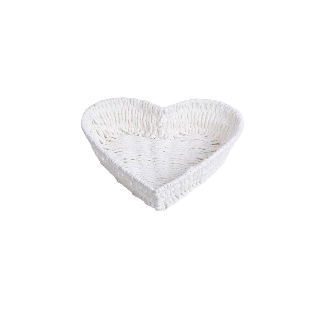 Chic Woven Storage Basket Handmade Paper Rope Fruit Plate Heart Shape Basket  Photo Prop