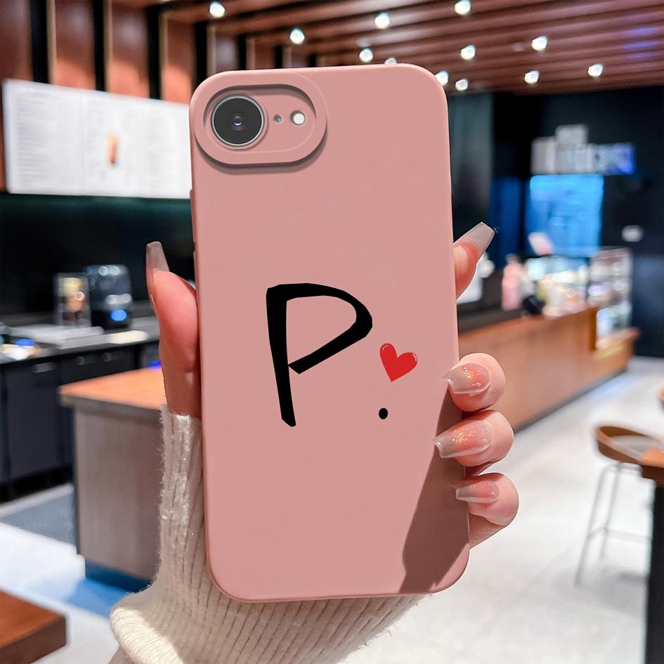 Phone Cover For Apple iPhone 16e 16 15 14 13 Pro Max Plus Pretty Red Love Heart Letter Pattern Soft Silicone Anti Fall Protective Case For Apple Shell